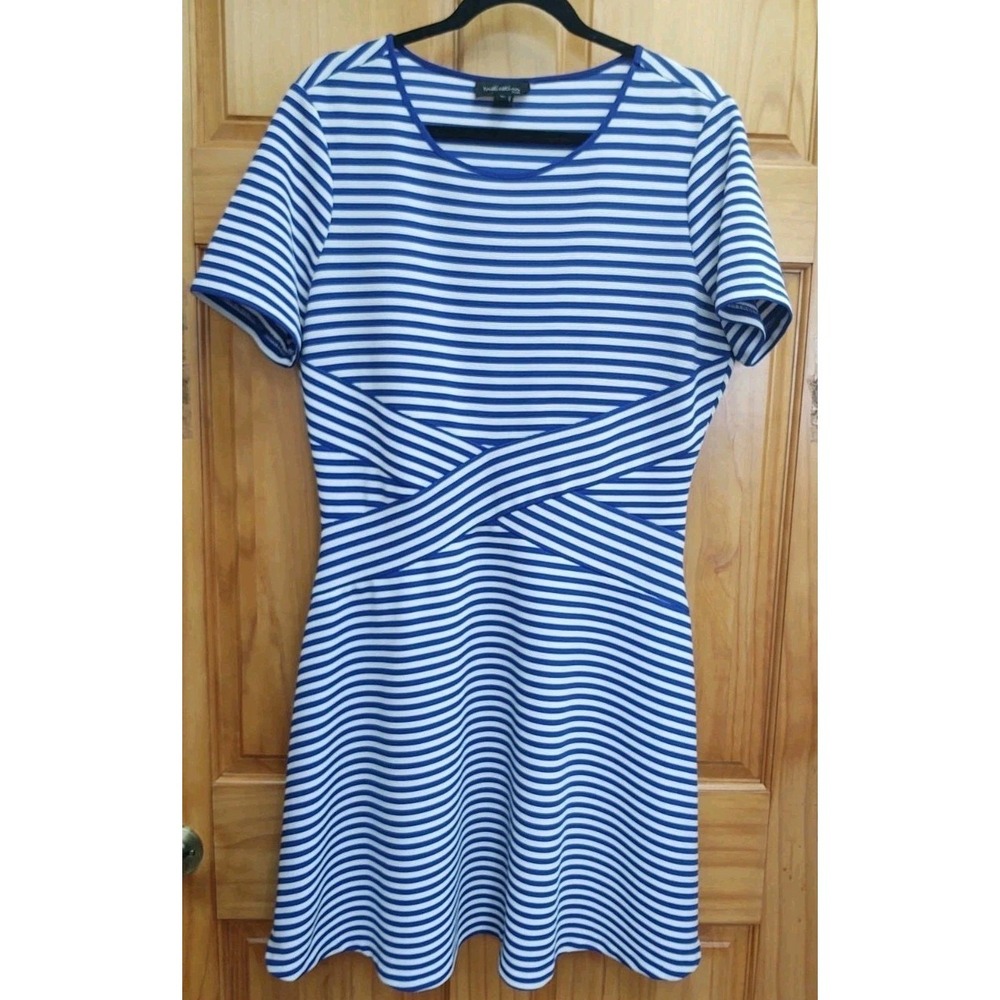 Indication By ECI Blue White Strip Bias Natical Pullover Dress Size XL